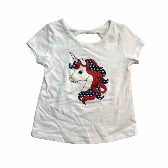 NWT btween Two Piece Shorts Outfit in a Patriotic Unicorn and Flag Design Size 5 - Picture 8 of 13